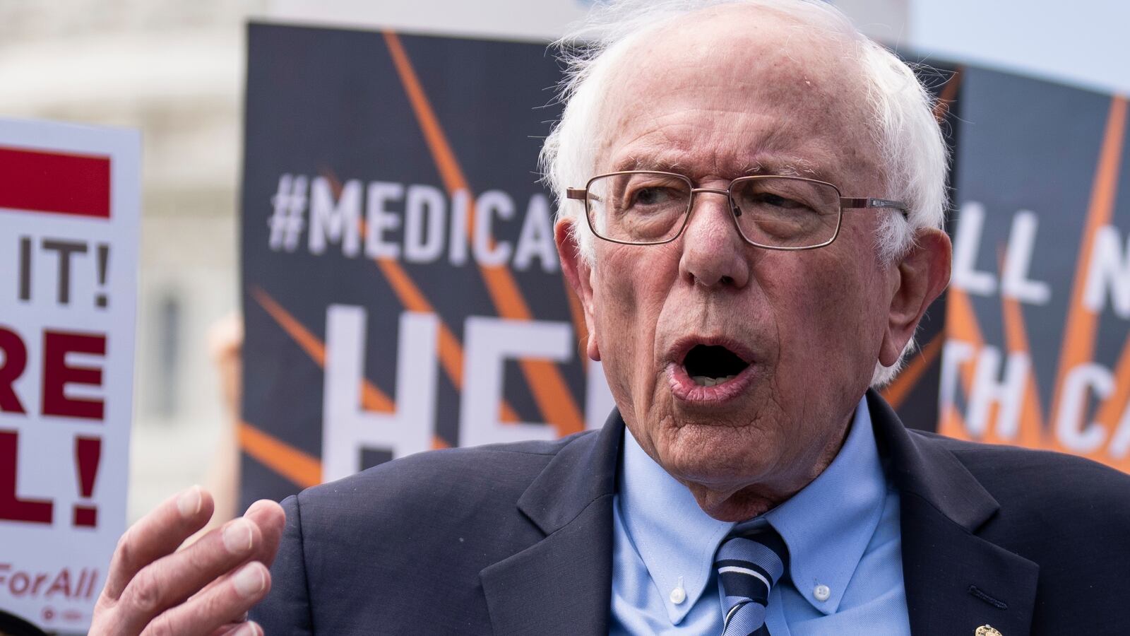 Sen. Bernie Sanders (I-VT) speaks during a news conference to announce the re-introduction of the Medicare For All Act