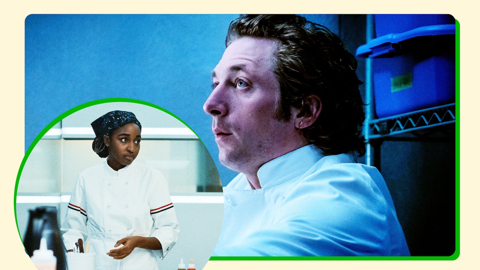 Ayo Edebiri as Sydney Adamu, and Jeremy Allen White as Carmen “Carmy”