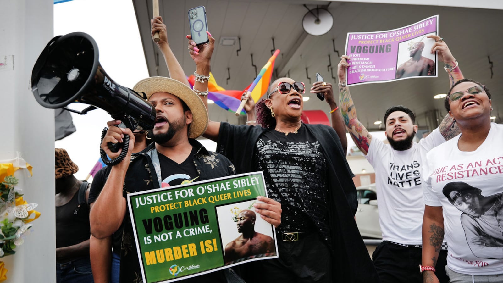 People gather at a memorial for O’Shae Sibley on August 04, 2023 in New York City.