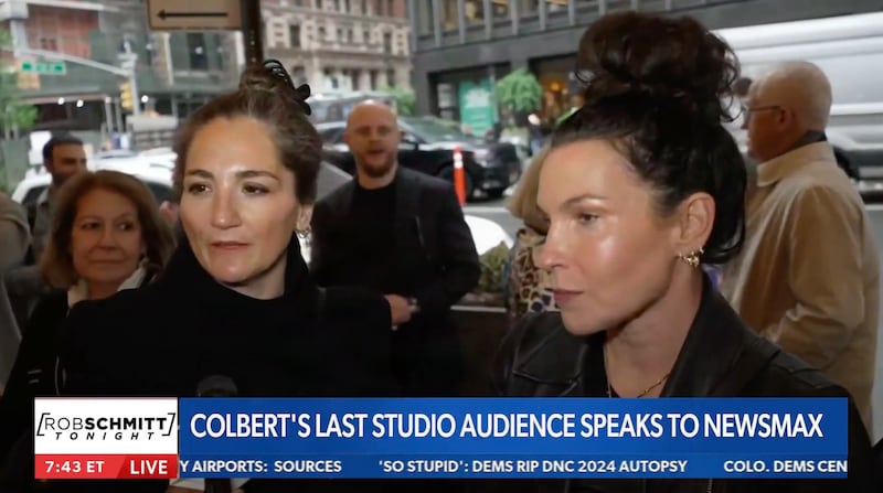 Angry Stephen Colbert fans outside the taping of his final show.