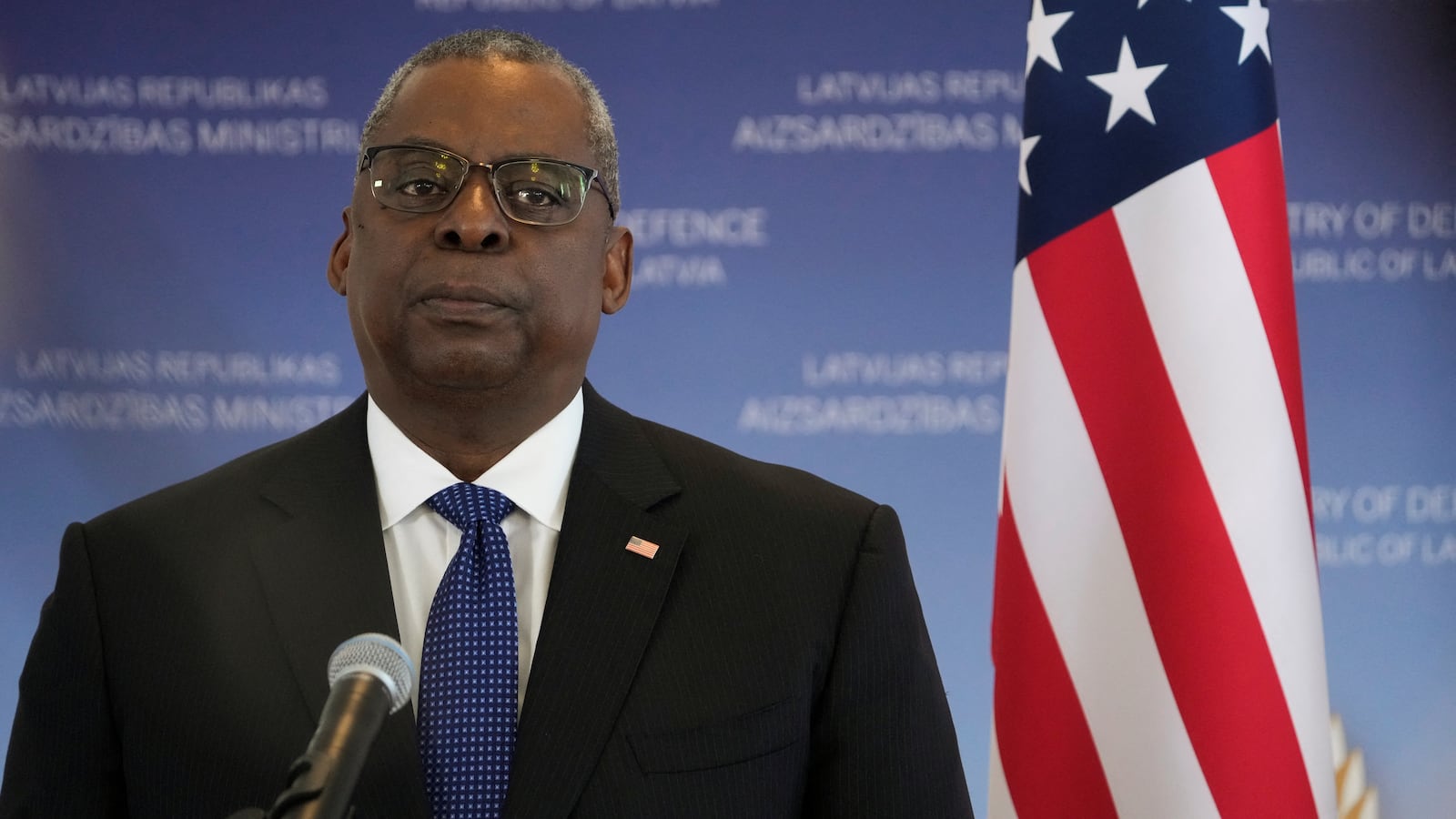 U.S. Defense Secretary Lloyd Austin attends a news conference