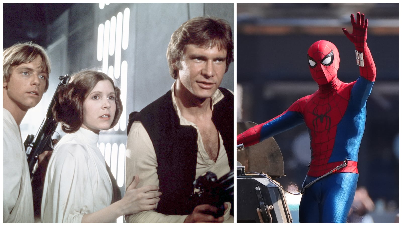 star wars and spiderman side byb side