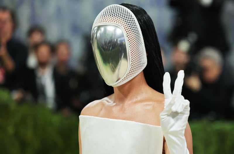 Katy Perry poses during the Met Gala, an annual fundraising gala held for the benefit of the Metropolitan Museum of Art's Costume Institute with this year's theme 'Costume Art' in New York City, New York, U.S., May 4, 2026. REUTERS/Daniel Cole
