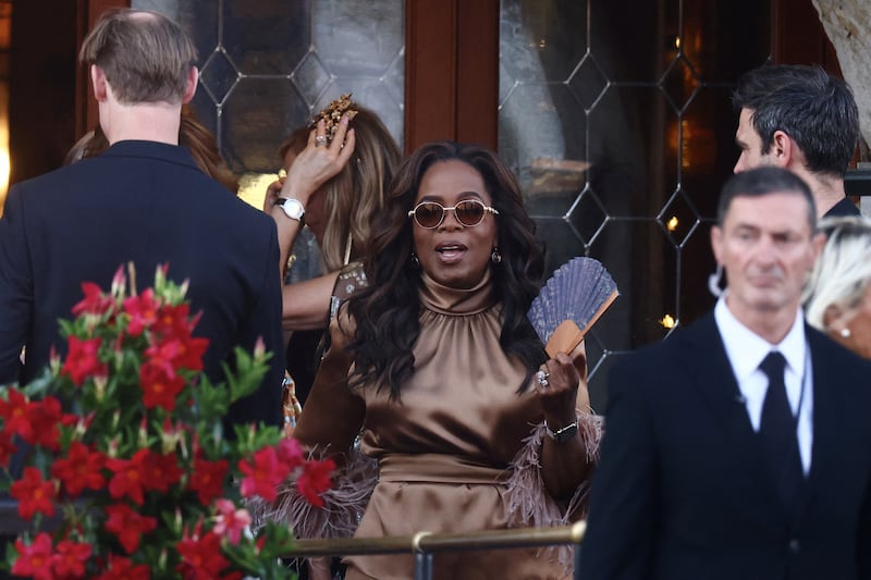 Oprah Winfrey leaves Gritti Palace, on the third day of the wedding festivities of Amazon founder Jeff Bezos and journalist Lauren Sanchez Bezos.