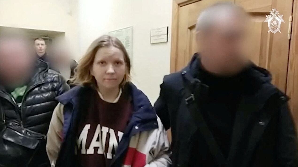 Daria Trepova, suspected of bringing explosives to the cafe where war blogger Vladlen Tatarsky (real name Maxim Fomin) was killed in St. Petersburg, Russia, on April 3, 2023.