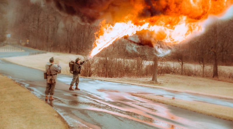 A photo shared on Flickr shows part of a historical reenactment by the group Woytek has been involved with.
