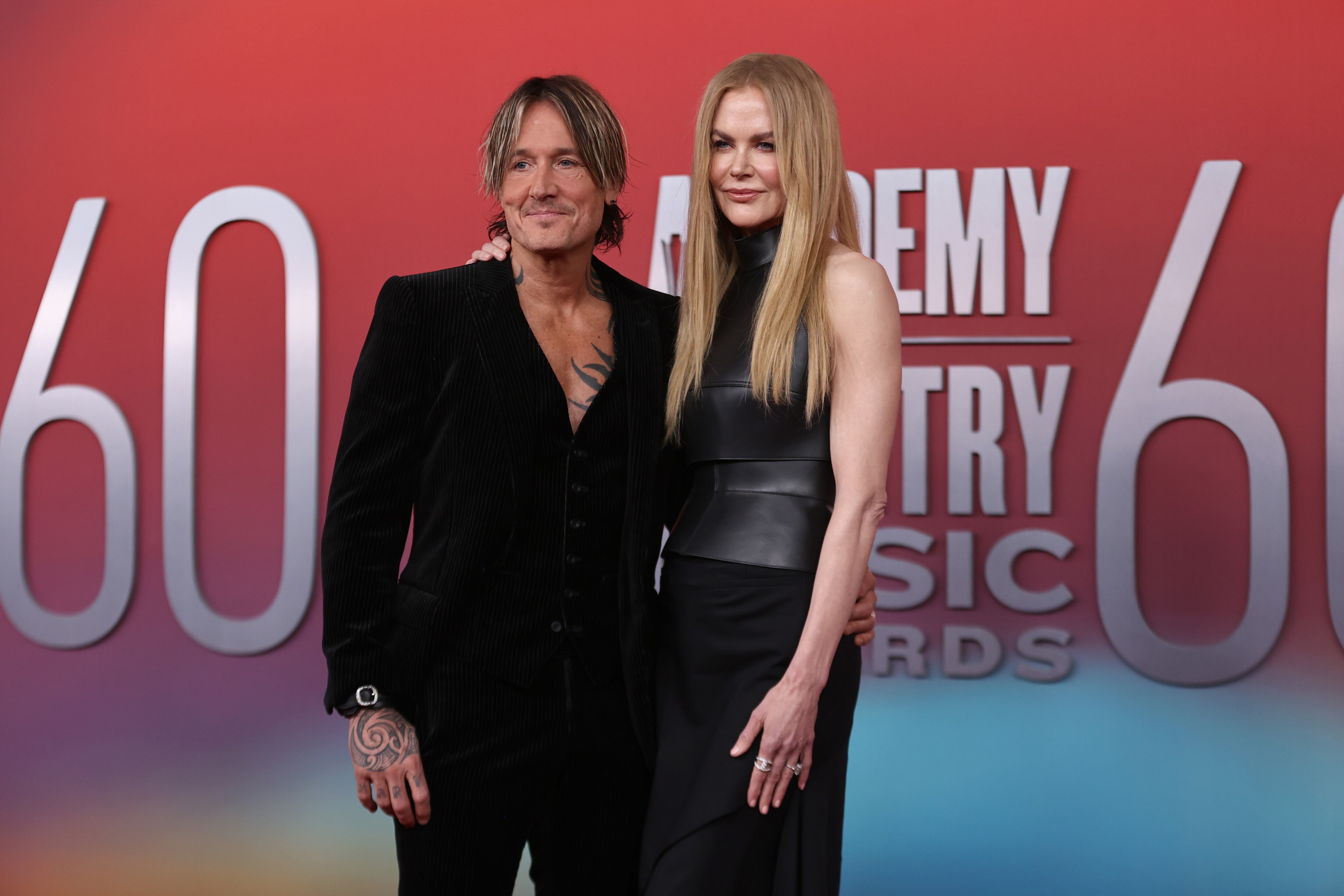 FRISCO, TEXAS - MAY 08: EDITORIAL USE ONLY. (L-R) Keith Urban and Nicole Kidman attend the 60th Academy of Country Music Awards at Omni Frisco Hotel at The Star on May 08, 2025 in Frisco, Texas.