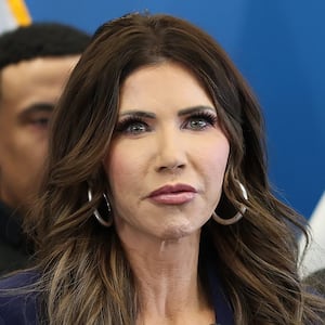 NEW YORK, NEW YORK - JANUARY 08: U.S. Secretary of Homeland Security Kristi Noem speaks during a press conference addressing the capture of suspects involved in the July 2025 shooting of an off-duty U.S. Customs and Border Protection Officer in Fort Washington Park, at One World Trade Center on January 08, 2026 in New York City. Following yesterday's fatal shooting of a woman by an ICE agent during a confrontation in Minneapolis, Noem addressed the Trump administration's ongoing immigration enforcement efforts in New York City. (Photo by Michael M. Santiago/Getty Images)