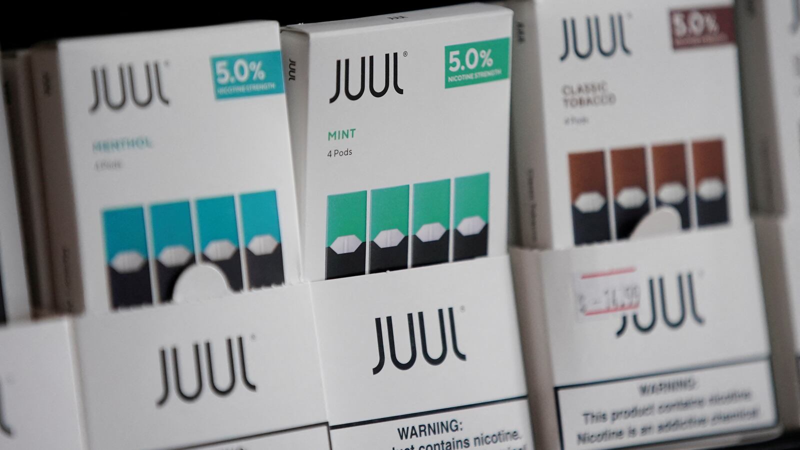 Juul brand vape cartridges are pictured for sale at a shop in Atlanta.