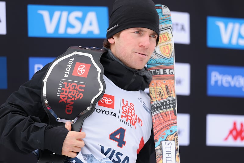 Hunter Hess of the United States reacts after placing Second in the Men's Freeski Halfpipe Final during the Toyota US Grand Prix 2025 at Copper Mountain on December 20, 2025 in Copper Mountain, Colorado.
