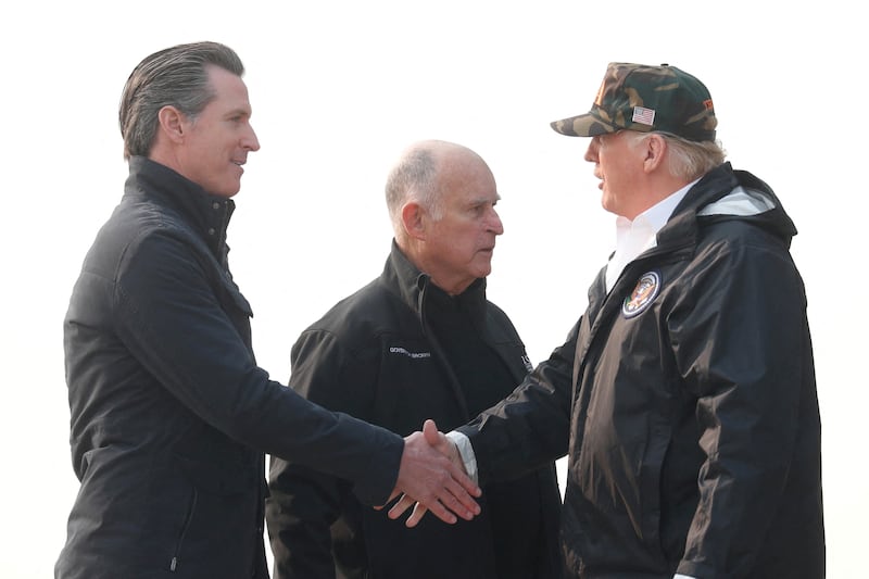 President Donald Trump shakes hands with Governor-elect Gavin Newsom 2026