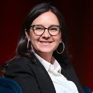 Bari Weiss speaks onstage during Book Club Event With Peggy Noonan on November 19, 2024 in New York City.