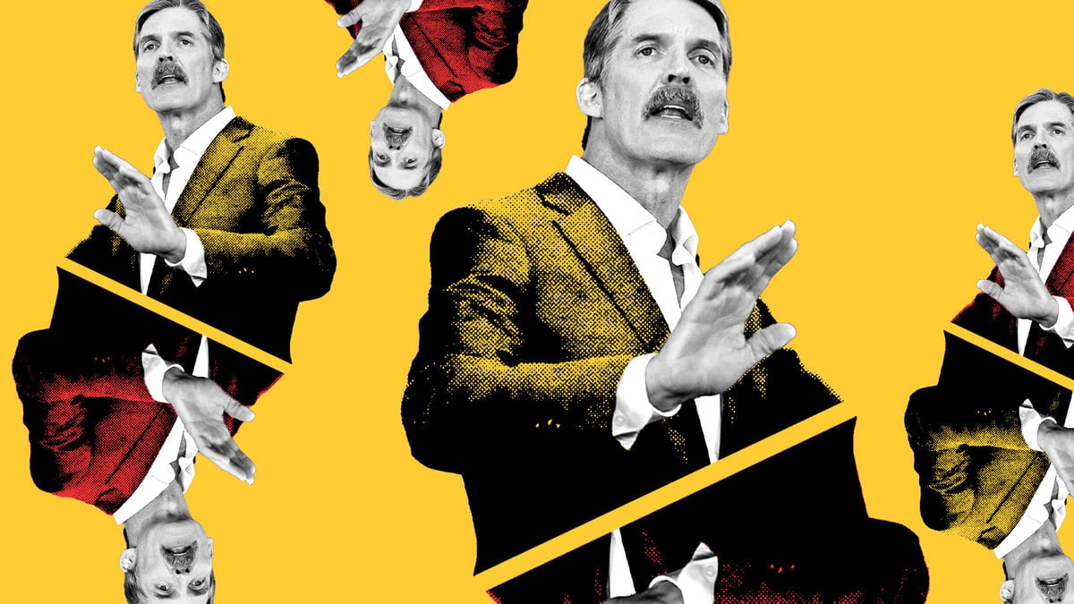 A photo illustration of Eric Hovde