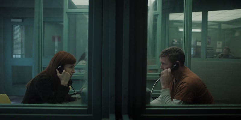 Britt Lower as Rachel Mills and Sam Worthington as David Burroughs.