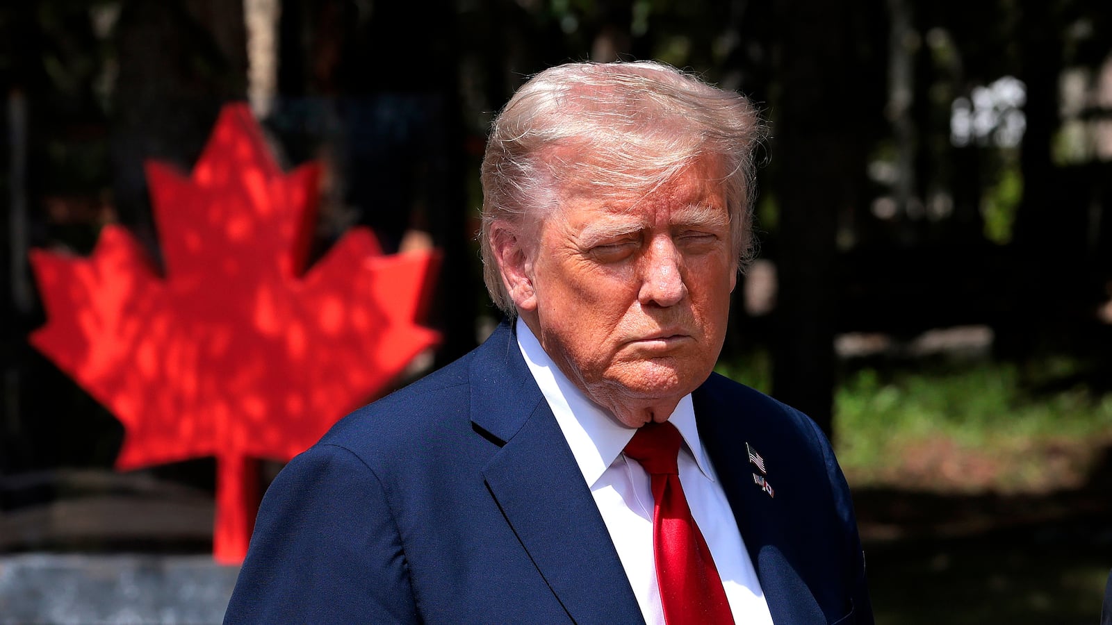 KANANASKIS, ALBERTA - JUNE 16: U.S. President Donald Trump and British Prime Minister Keir Starmer speak to the press after signing a trade deal following a bilateral meeting during the G7 Leaders' Summit on June 16, 2025 in Kananaskis, Alberta. Canada is hosting this year's meeting of the world's seven largest economies. (Photo by Chip Somodevilla/Getty Images)
