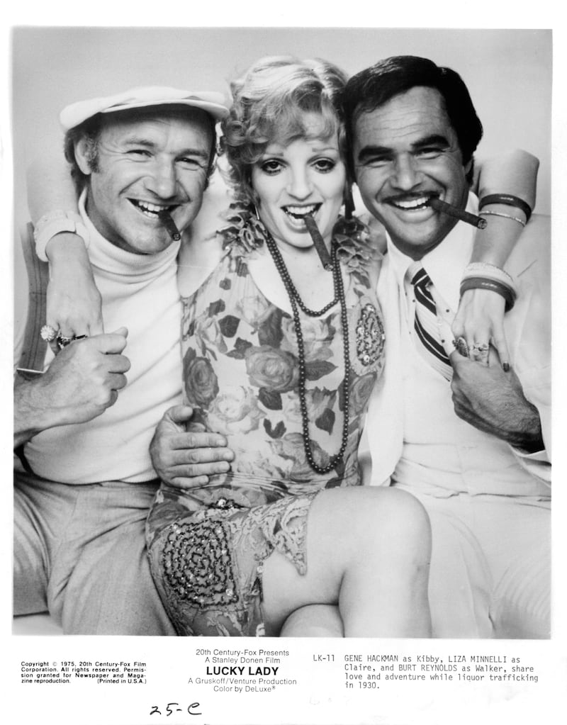 Gene Hackman, Liza Minnelli and Burt Reynolds in publicity portrait for the film 'Lucky Lady', 1975.
