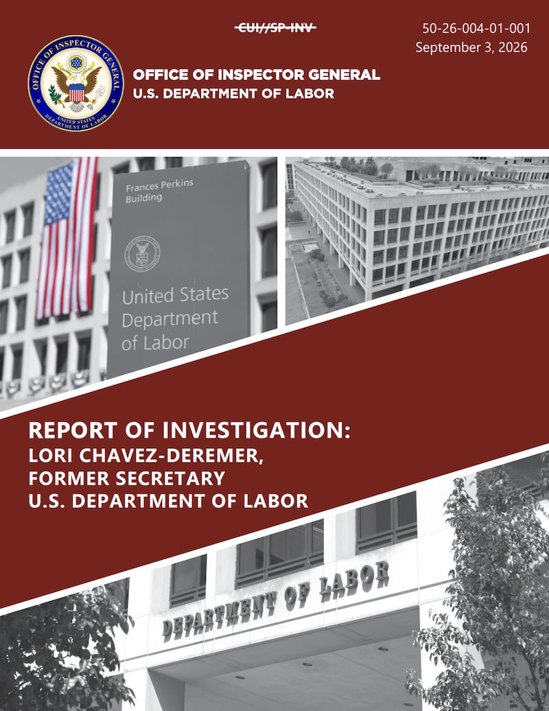 The front page of the Department of Labor report.
