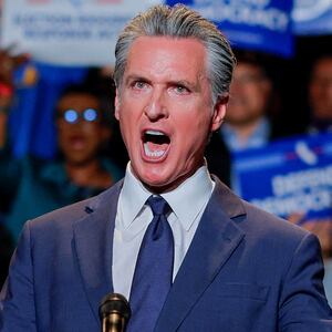 California Governor Gavin Newsom, along with local congressional representatives, state officials and supporters, speaks as he announces the redrawing of California's congressional maps, calling on voters to approve a ballot measure, in response to a similar move in Texas being supported by U.S. President Donald Trump, in Los Angeles, California, U.S., August 14, 2025.  REUTERS/Mike Blake