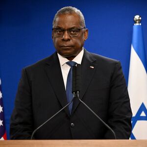 US Secretary of Defence Lloyd Austin looks on during a joint press conference with Israel's defence minister, in Tel Aviv on December 18, 2023.