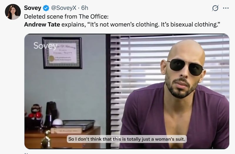 Andrew Tate's arrest outfit gets slammed on social media.