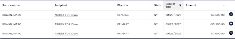 marc rowan ashley hinson campaign funds