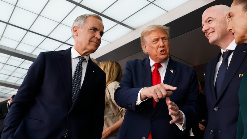 Canadian Prime Minister Mark Carney and U.S. President Donald Trump during the 2026 FIFA World Cup in July 2026