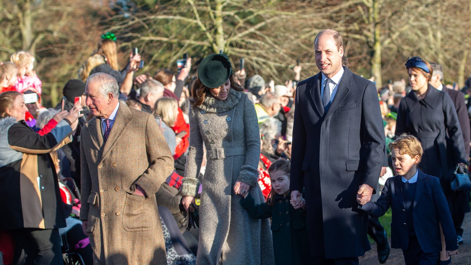 Prince William and family heading off to church on Christmas morning.