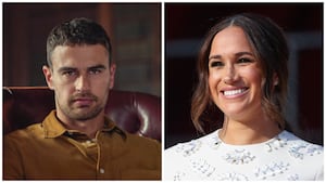 (L-R): Theo James (Netflix), Meghan Markle (REUTERS/Caitlin Ochs)