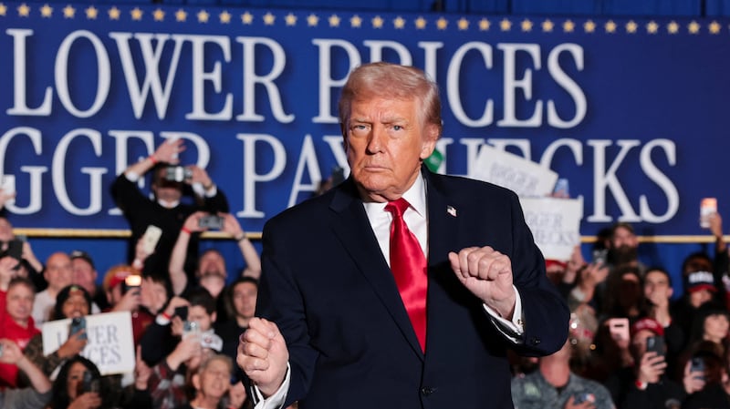 U.S. President Donald Trump gestures