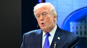 US President Donald Trump speaks during a press conference at the White House, Washington, D.C.