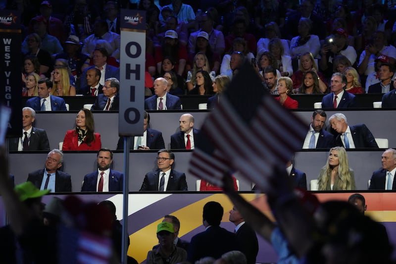 Sen. John Thune was not seated with top Republicans and Cabinet members as Trump spoke on night one of the GOP midterm convention.