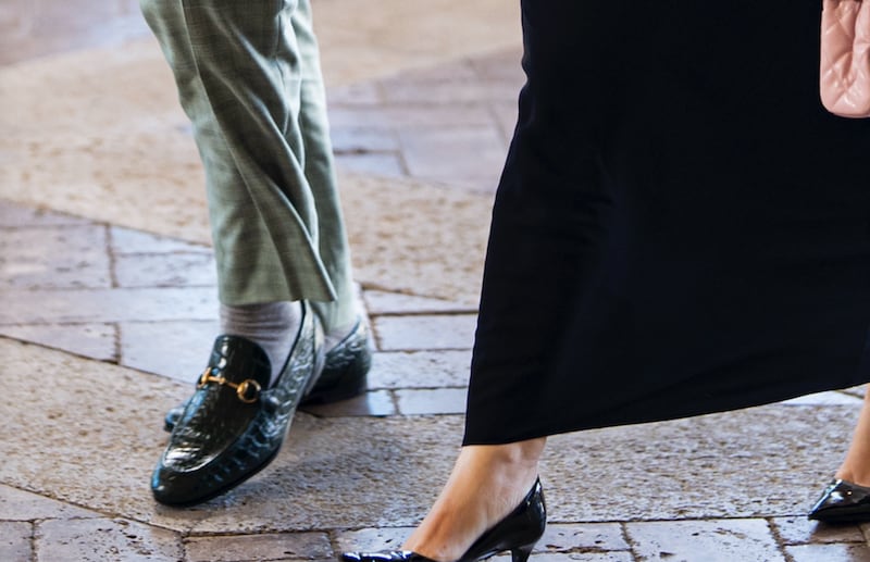 Close up of Karoline Leavitt's husband's loafers.