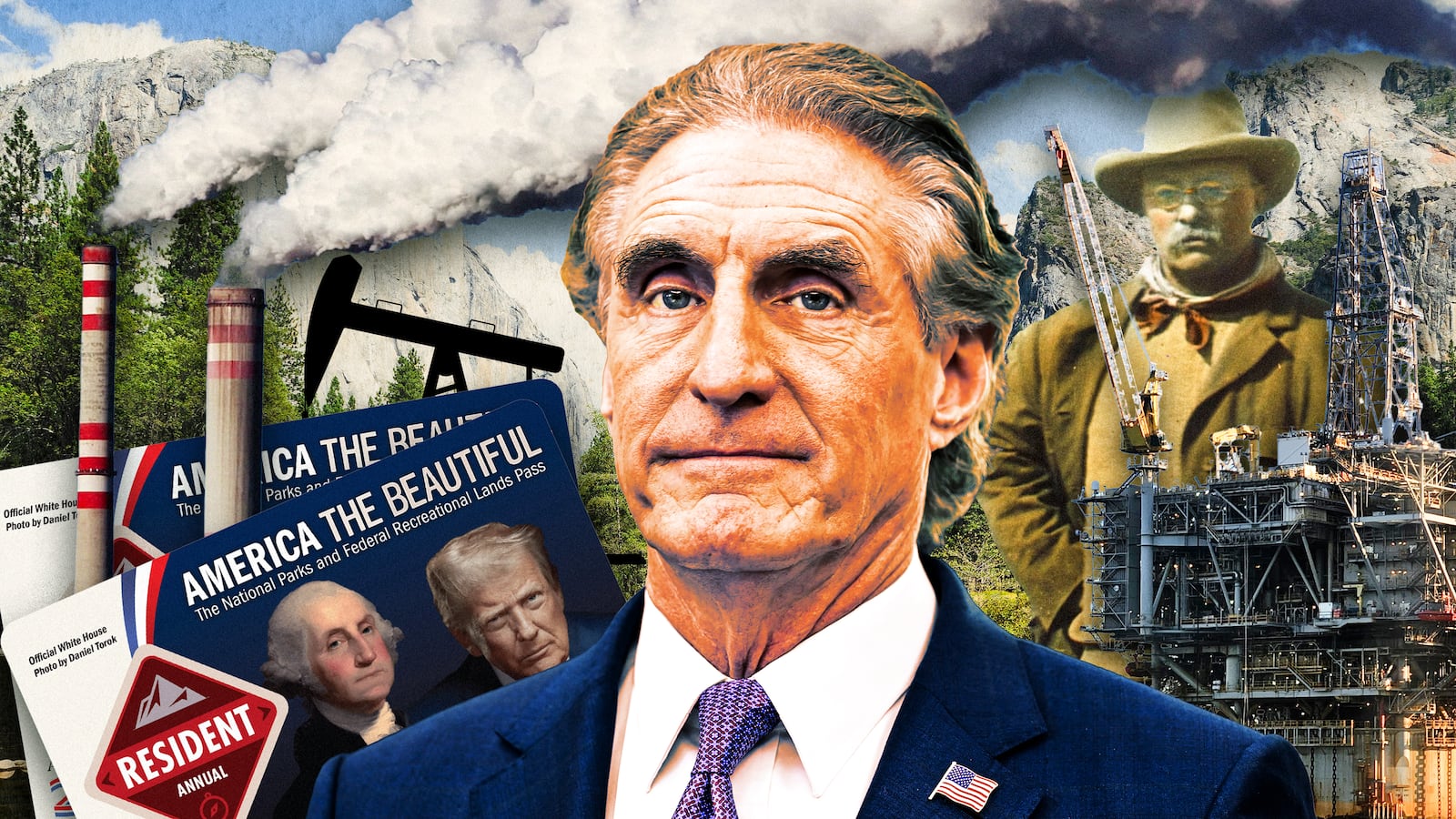 A photo illustration of Secretary of the Interior Doug Burgum.