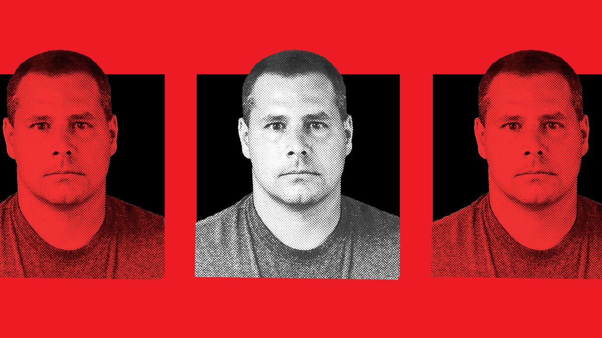 A triptych of Brooks Houck, who has been arrested in connected with the disappearance of Crystal Rogers.