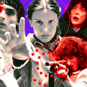 A photo illustration of The Stranger Things season 5 cast.