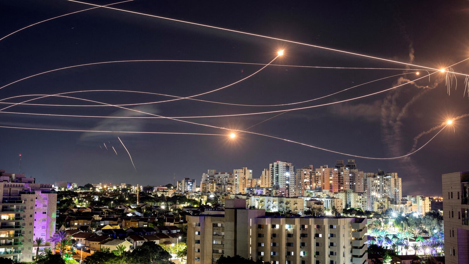 Israel's Iron Dome anti-missile system intercepts rockets launched from the Gaza Strip