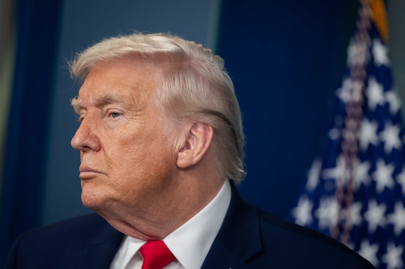 Donald Trump speaks at the White House Press Briefing room in Washington DC., United States on January 20, 2026.