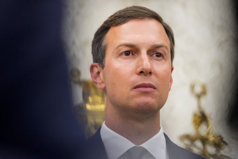 Jared Kushner looks on during a swearing-in ceremony of Special Envoy Steve Witkoff in the Oval Office at the White House in Washington, D.C., U.S., May 6, 2025. REUTERS/Kent Nishimura