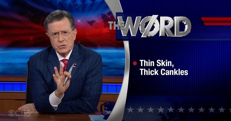 Stephen Colbert revives The Word segment for Jimmy Kimmel.