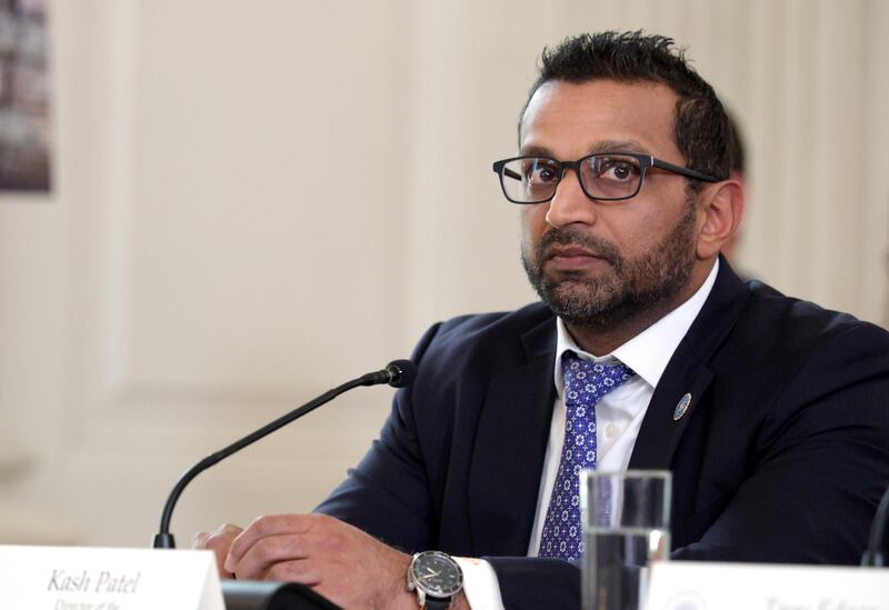 FBI Director Kash Patel, pictured October 23, was reportedly troubled by Joe Kent's probe of Charlie Kirk's suspected killer and the matter ended up being brought up in a White House meeting the pair attended.