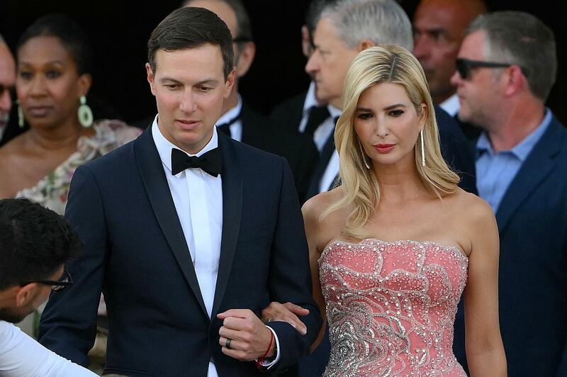 US businessman Jared Kushner and his wife Ivanka Trump leave the St Regis Hotel on the wedding day of Amazon founder Jeff Bezos with Lauren Sanchez, in Venice on June 27, 2025.  (Photo by Marco BERTORELLO / AFP) (Photo by MARCO BERTORELLO/AFP via Getty Images)