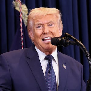 U.S. President Donald Trump speaks during a press conference at Trump National Doral Miami in Miami, Florida, U.S., March 9, 2026.