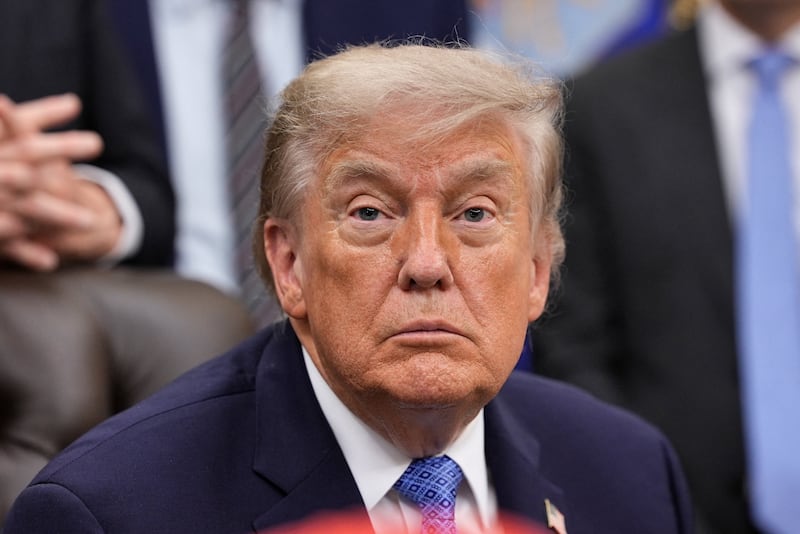 U.S. President Donald Trump looks on as he sits in the Oval Office of the White House in Washington, D.C., U.S., June 26, 2026.