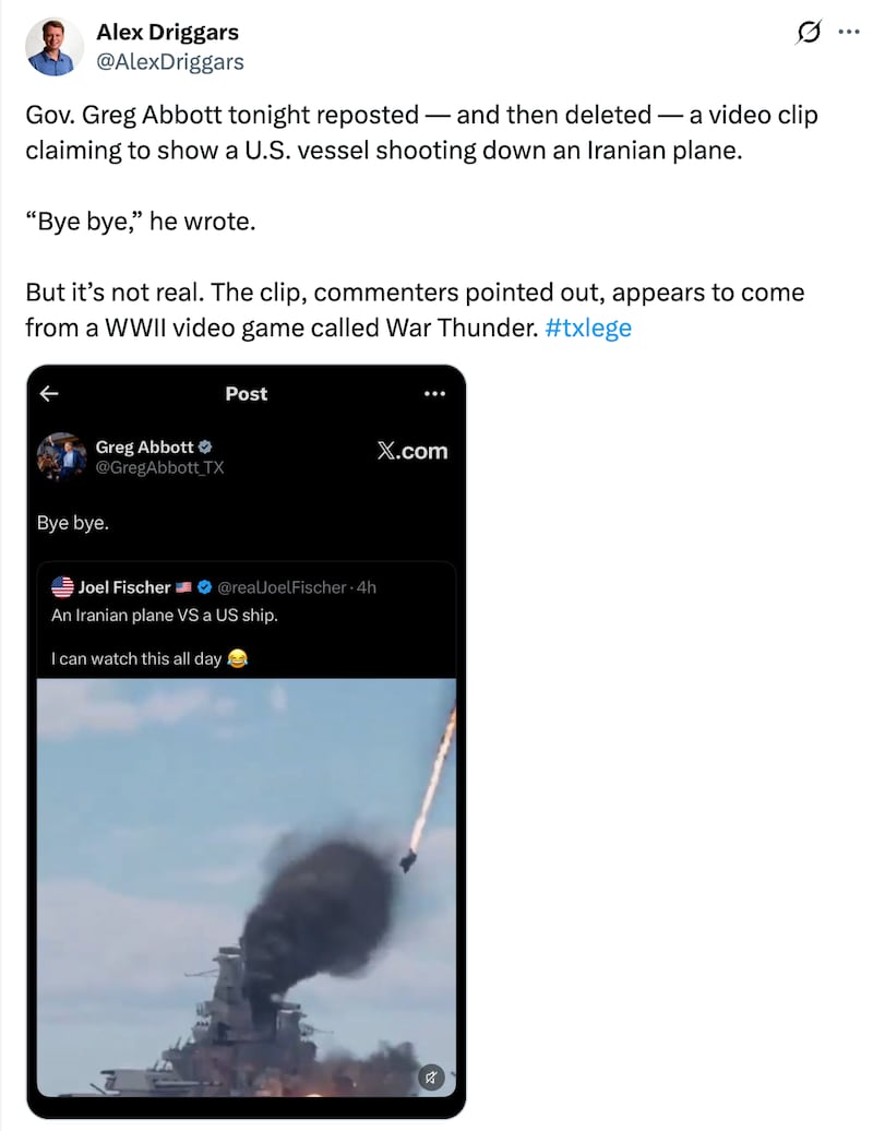 Screengrab of Alex Driggers' X post.