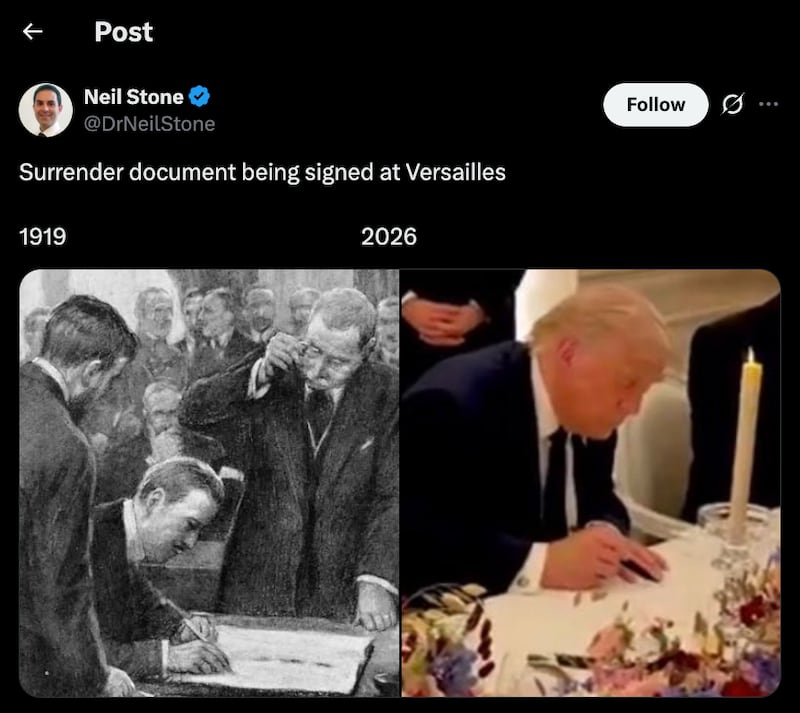 Versailles Trump X post