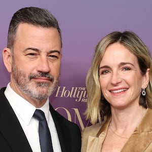 BEVERLY HILLS, CALIFORNIA - DECEMBER 03: (L-R) Jimmy Kimmel and Molly McNearney attend The Hollywood Reporter's annual Women in Entertainment Gala at The Beverly Hills Hotel on December 03, 2025 in Beverly Hills, California.