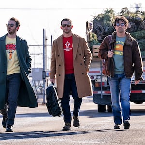 Kevin Jonas, Nick Jonas, and Joe Jonas in A Very Jonas Christmas.