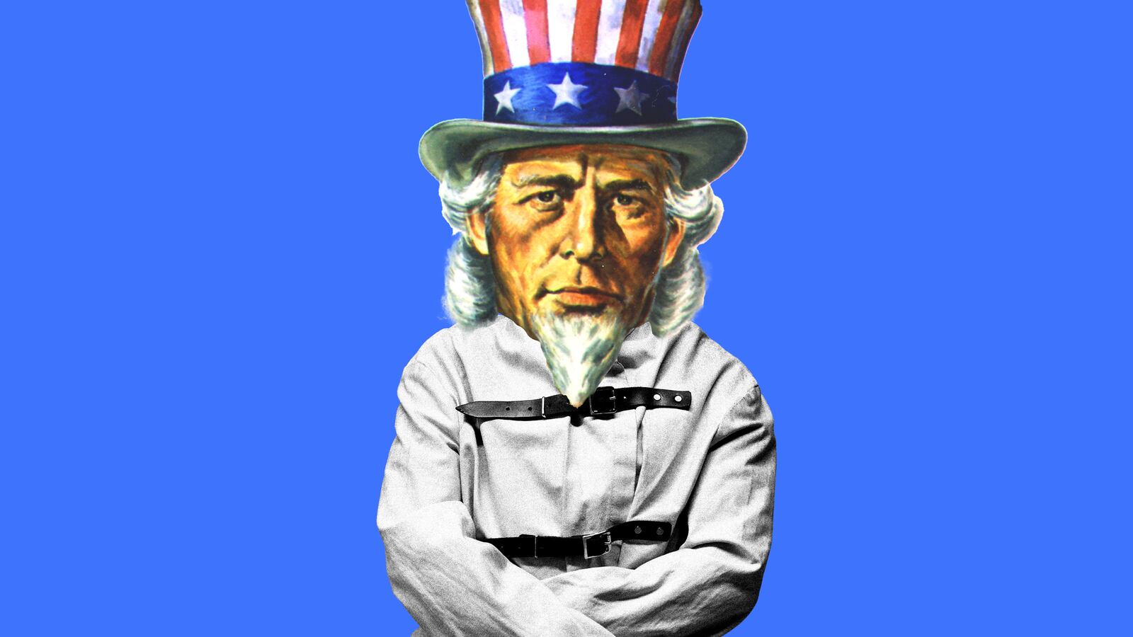 Uncle Sam in a straight jacket