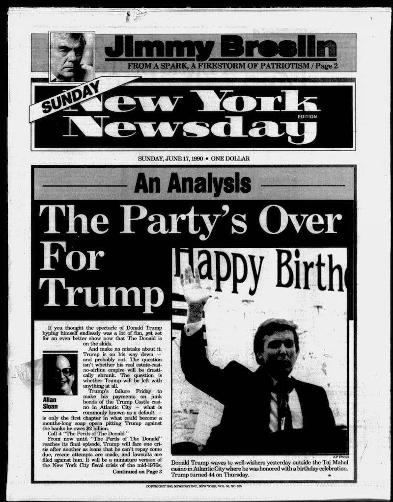 New York Newsday
The Party's Over For Trump