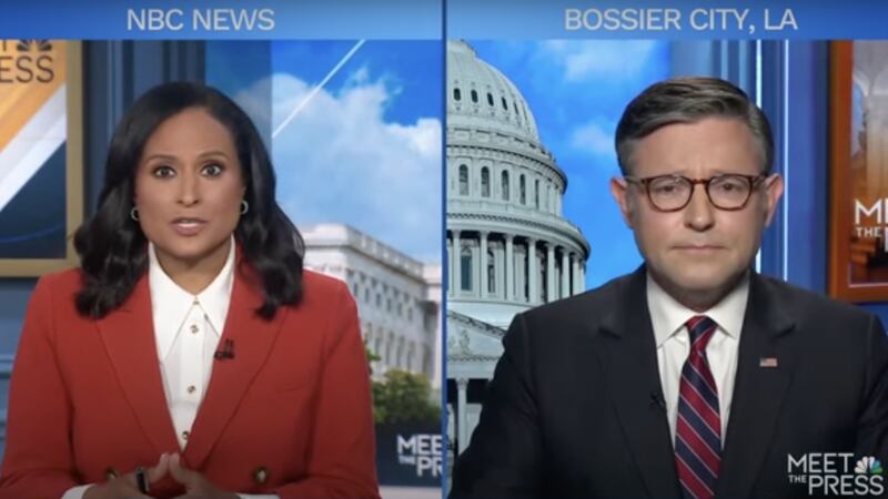 Speaker of the House Mike Johnson talks to NBC’s Kristin Welker on whether he would support a pardon for Ghislaine Maxwell.